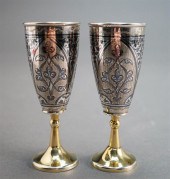 PAIR RUSSIAN GILT NIELLO AND 8