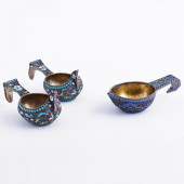 PAIR RUSSIAN SILVER AND ENAMEL