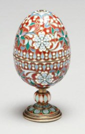Pair Russian silver egg cups: