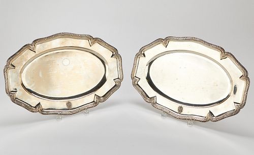 PAIR RUSSIAN SILVER PLATTERS RIEDEL