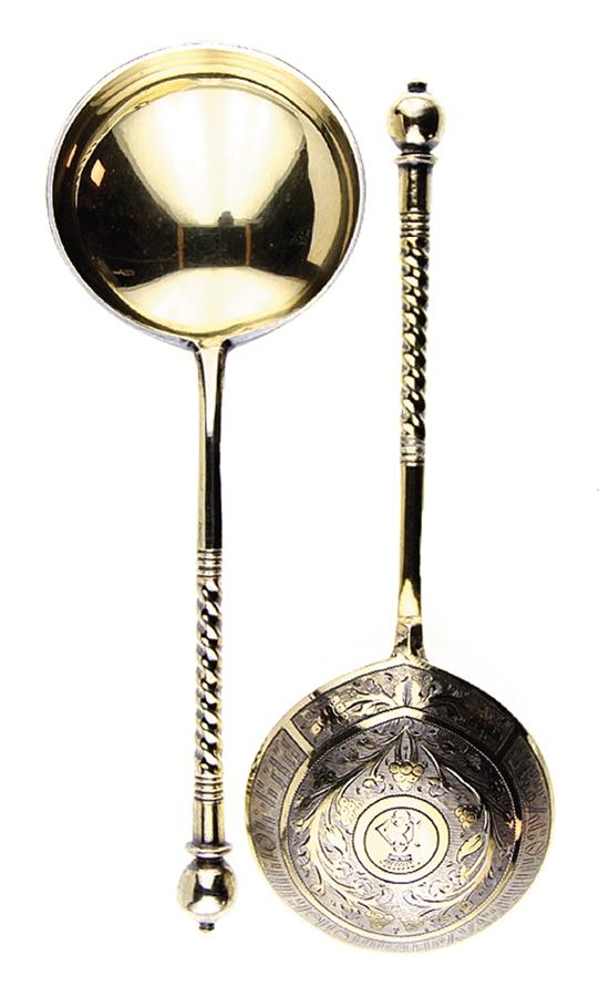 Pair Russian vermeil silver