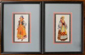PAIR RUSSIAN WATERCOLORS OF CO