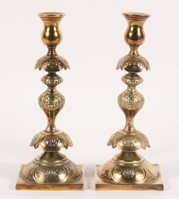 Pair Sabbath candlesticks;