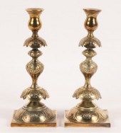 Pair Sabbath candlesticks; sil