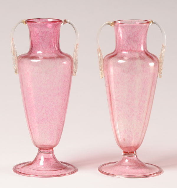 Pair Salviati Murano pink art glass