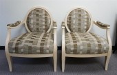 PAIR SAM MOORE CHECKED UPHOLST