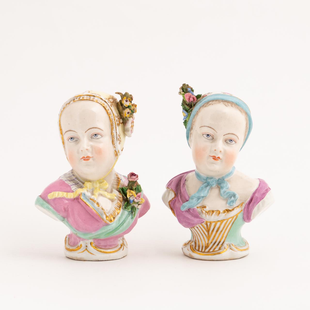 PAIR, SAMSON PORCELAIN BUSTS, BOY &
