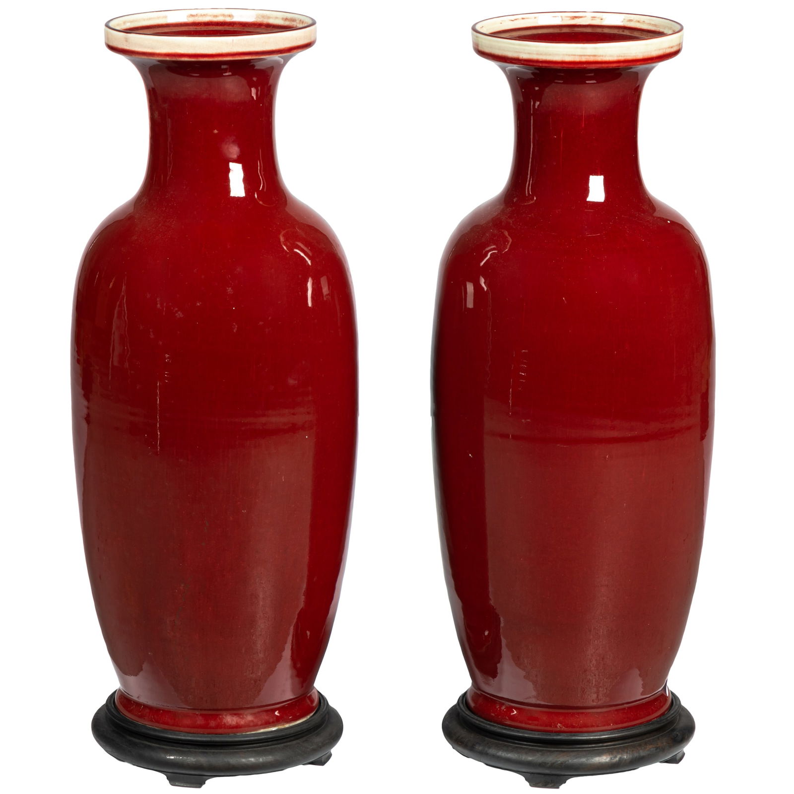 PAIR SANG DE BOEUF GLAZE URNSPair