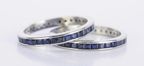 PAIR SAPPHIRE AND PLATINUM ETERNITY