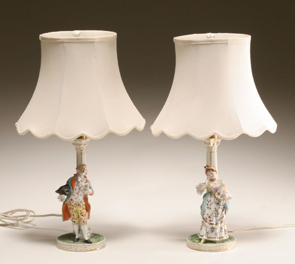 Pair Saxony Dresden hand painted