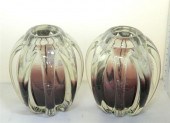 PAIR SCHNEIDER GLASS VASES. Bl