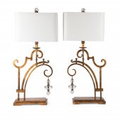 PAIR SCROLLED DISTRESSED GOLD-