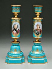 Pair S&egrave;vres candlestick