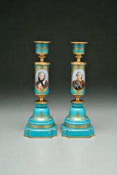 Pair S&egrave;vres style candl