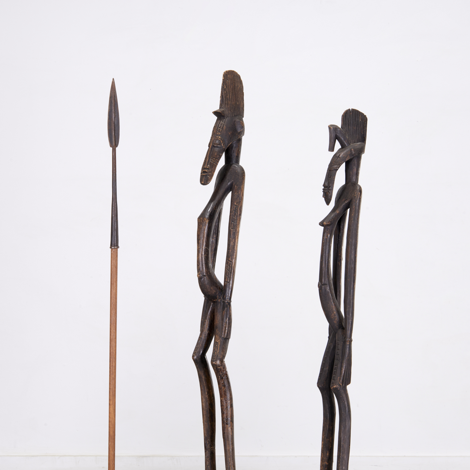 PAIR SENUFO PEOPLES FIGURES AND A