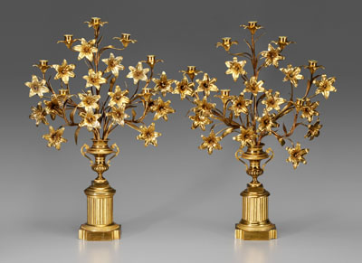 Pair seven-light brass