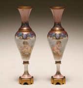 Pair Sevres hand painted ormol