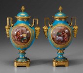 Pair Sèvres Lidded Urns French