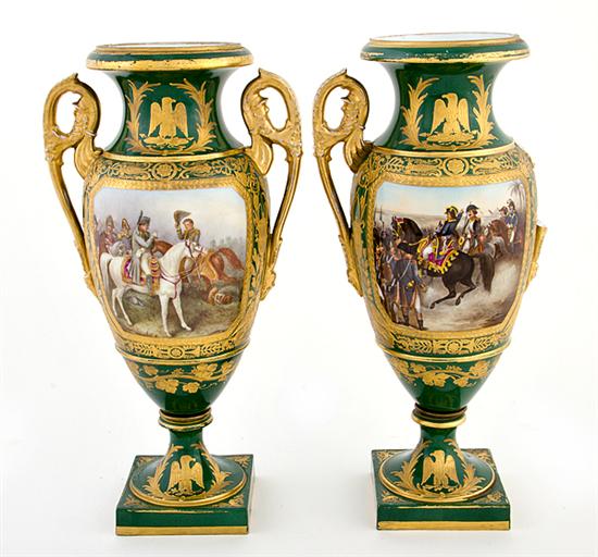 Pair Sevres Napoleonic painted