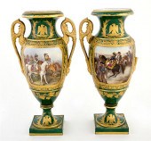 Pair Sevres Napoleonic painted