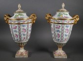PAIR SEVRES PORCELAIN COVERED