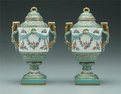 Pair Sèvres porcelain urns:
