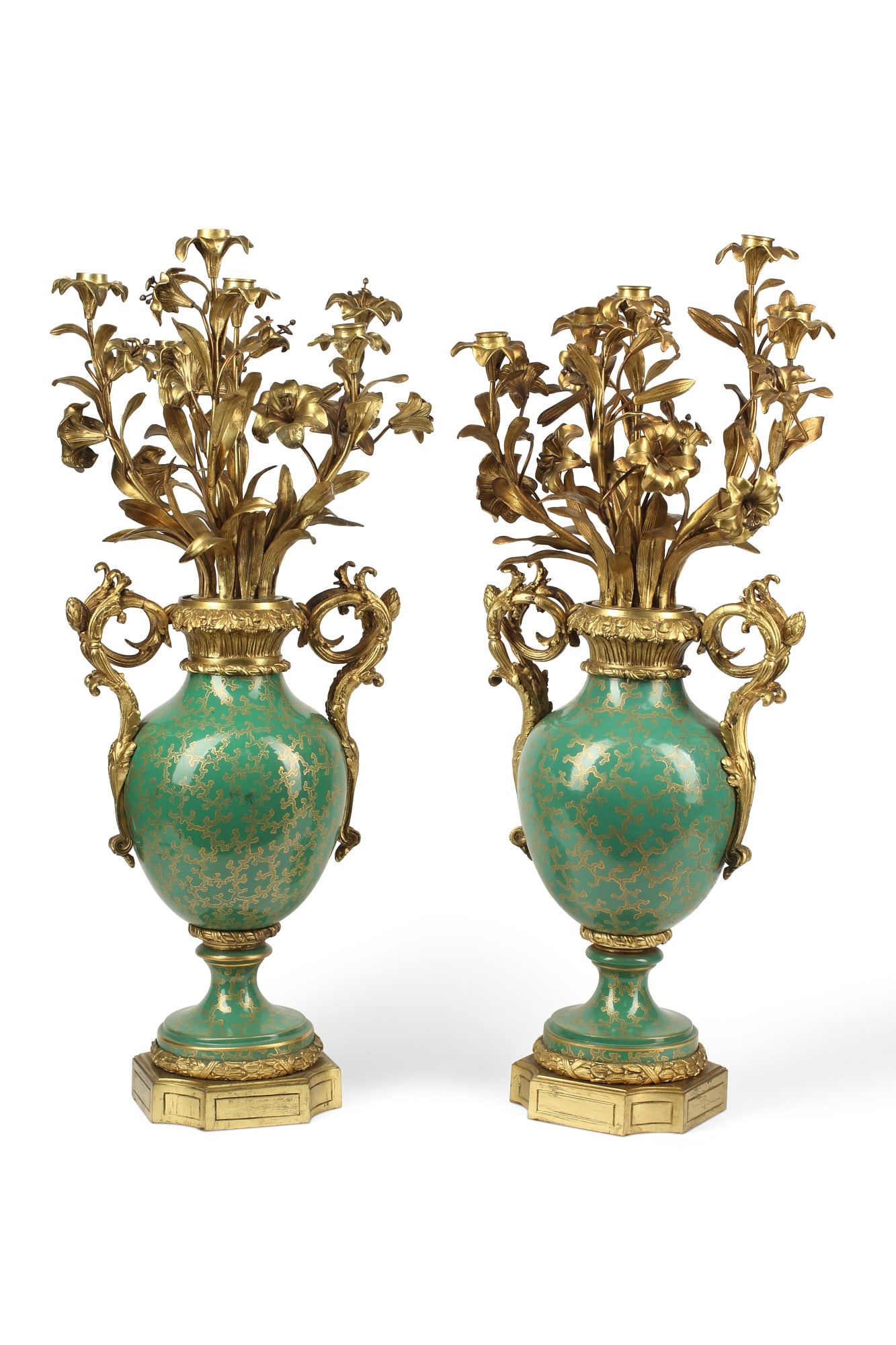 PAIR  SEVRES STYLE BRONZE &