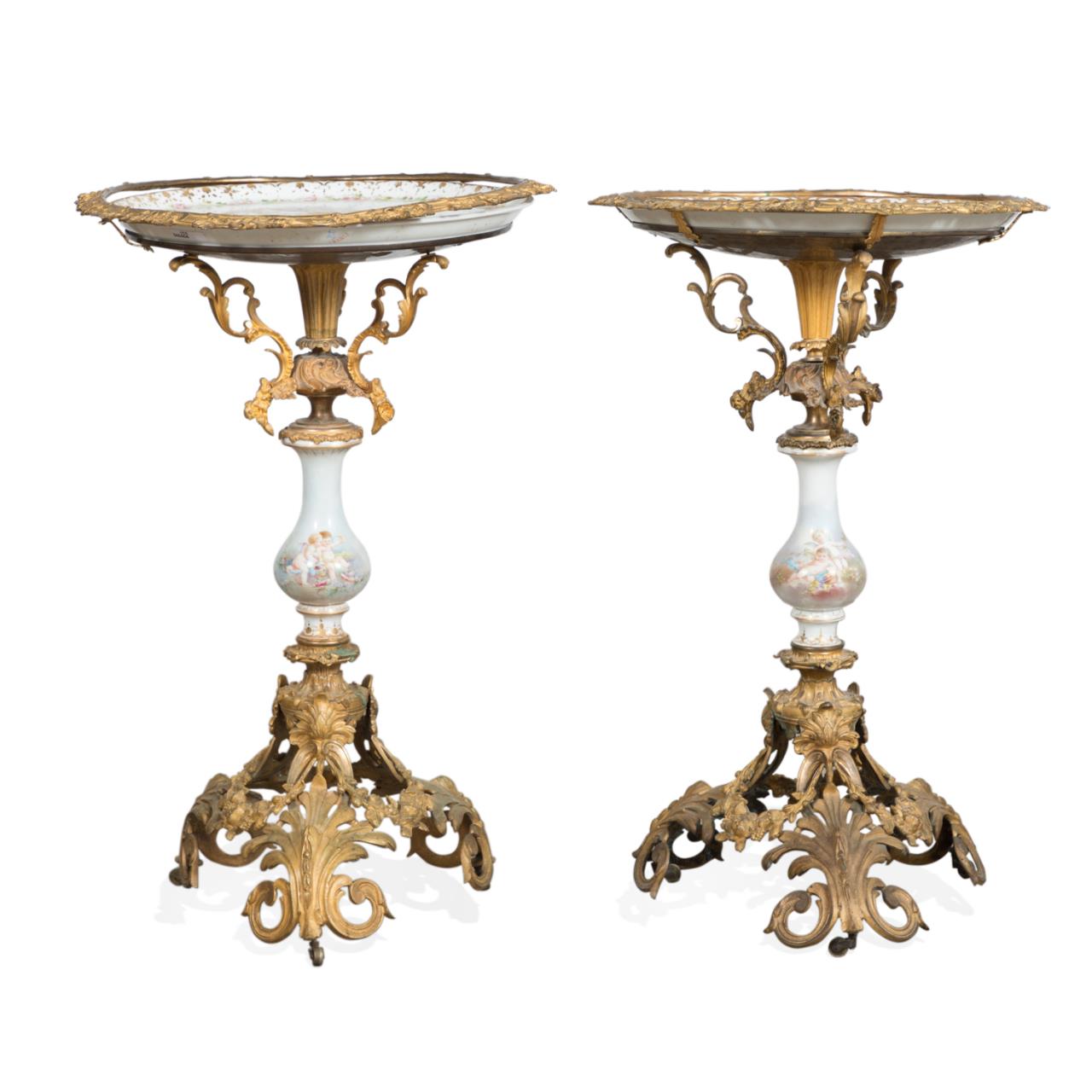 PAIR SEVRES STYLE GILT BRONZE