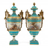 PAIR SEVRES STYLE LIDDED FIGUR