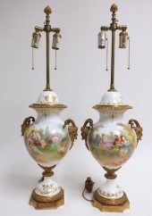 PAIR SEVRES STYLE PORCELAIN UR