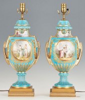 PAIR SEVRES STYLE PORCELAIN UR