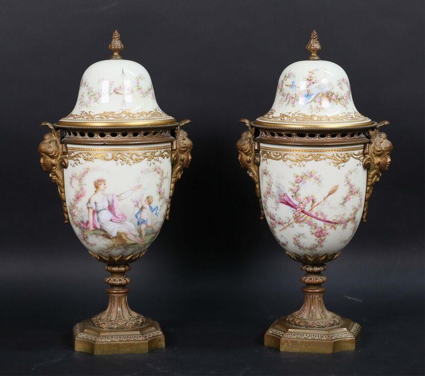 PAIR SEVRES STYLE PORCELAIN