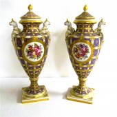 Pair Sevres type covered urns