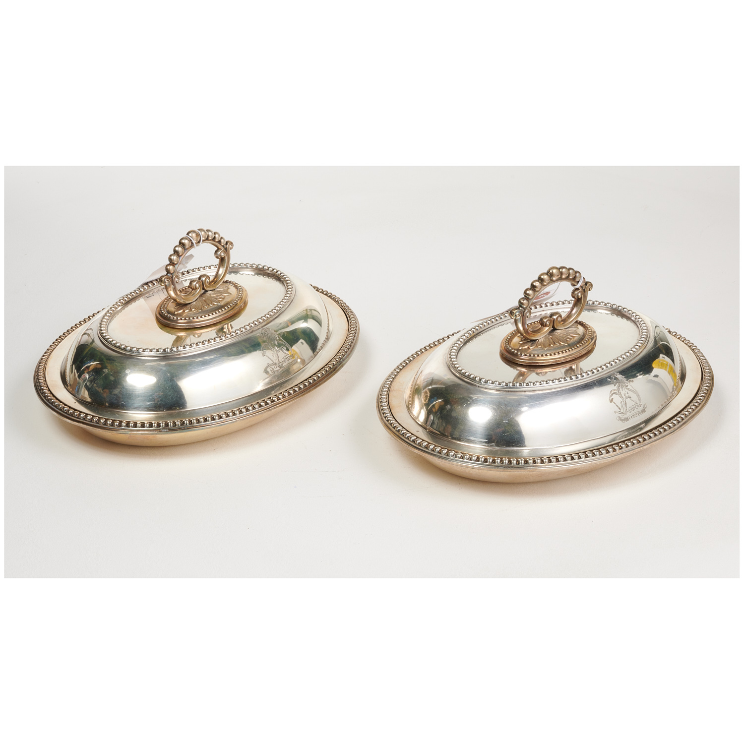 PAIR SHEFFIELD PLATE COVERED