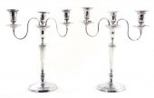 Pair Sheffield plate three-lig