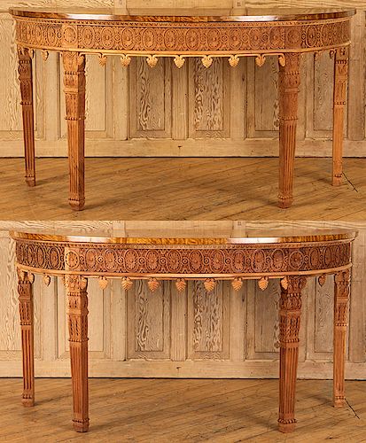 PAIR SHERATON STYLE DEMI LUNE