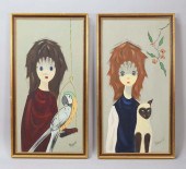 PAIR SIGNED MORELLI BIG EYED G