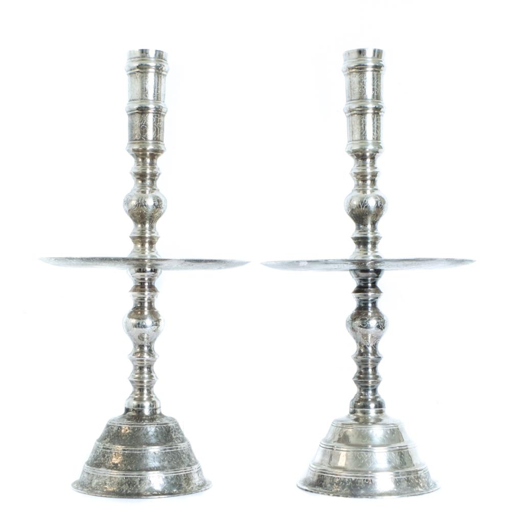 PAIR, SILVER ALTAR CANDLESTICKS