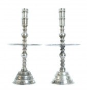 PAIR, SILVER ALTAR CANDLESTICK
