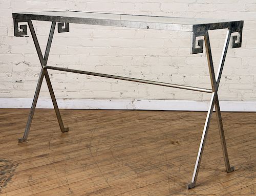 PAIR SILVER GILT IRON CONSOLES