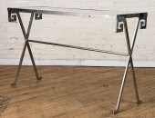 PAIR SILVER GILT IRON CONSOLES