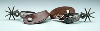 Pair silver mounted spurs: silver