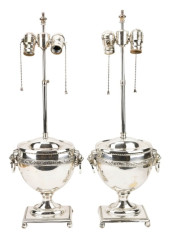 PAIR SILVER PLATE ROMAN GRECO