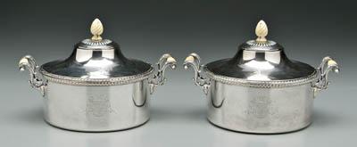 Pair silver plate soufflé dishes: