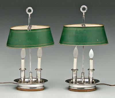 Pair silver plated bouillote lamps: