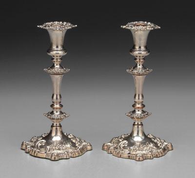 Pair silver-plated candlesticks: