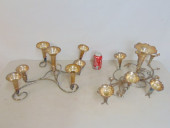 PAIR SILVER PLATED TRUMPET VAS