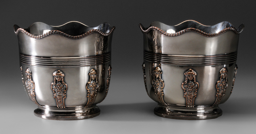 Pair Silver-Plated Wine Coolers