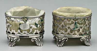 Pair silver salts: scroll