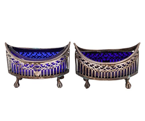 PAIR SILVER VIKING SHIP FORM MASTER